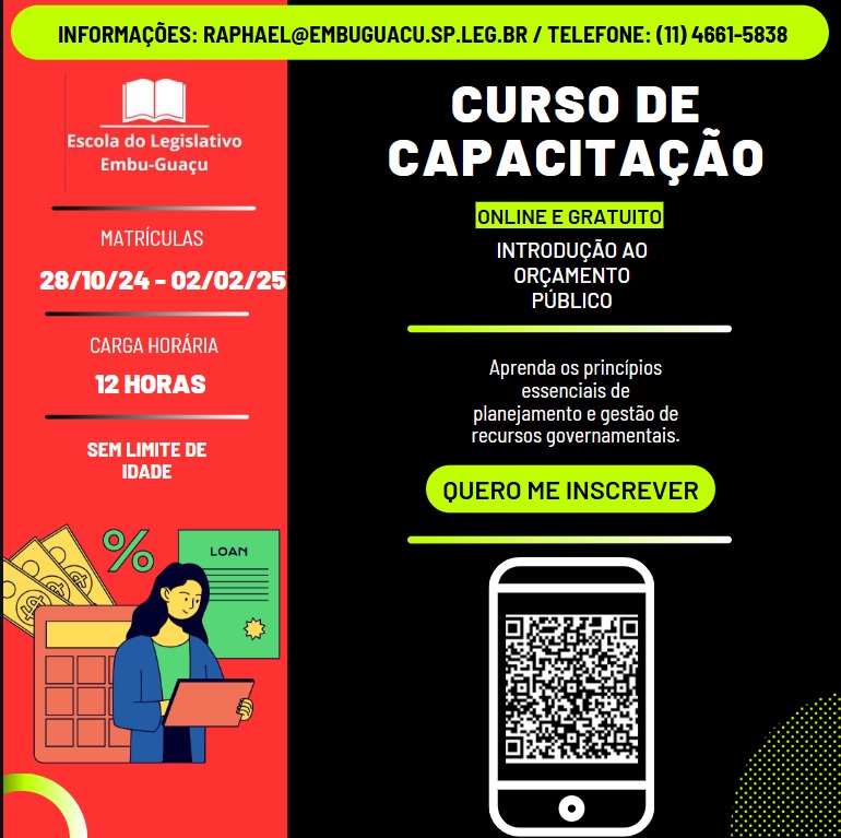 As inscrições para o curso "Introdução ao Orçamento Público" já estão abertas!