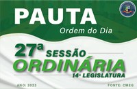 ORDEM DO DIA DA 27ª SESSÃO ORDINÁRIA