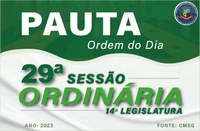 ORDEM DO DIA DA 29ª SESSÃO ORDINÁRIA