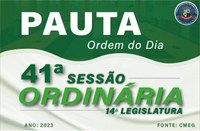 ORDEM DO DIA DA 41ª SESSÃO ORDINÁRIA